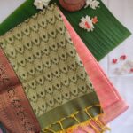 Peach Soft Silk Zari Stripped